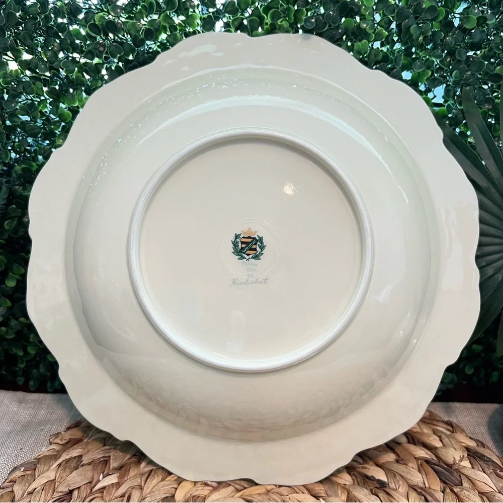 Vintage Weimar Sabine Floral Porcelain Serving Bowl Plate Gold Trim Handmade